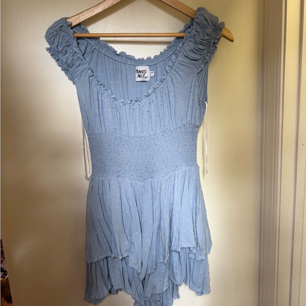 Women's Blue Ruffled Romper